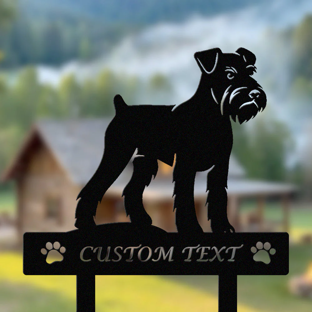 Schnauzer Nain Silhouette de Chien Personnalisée Piquet de Jardin en Métal - Image 2