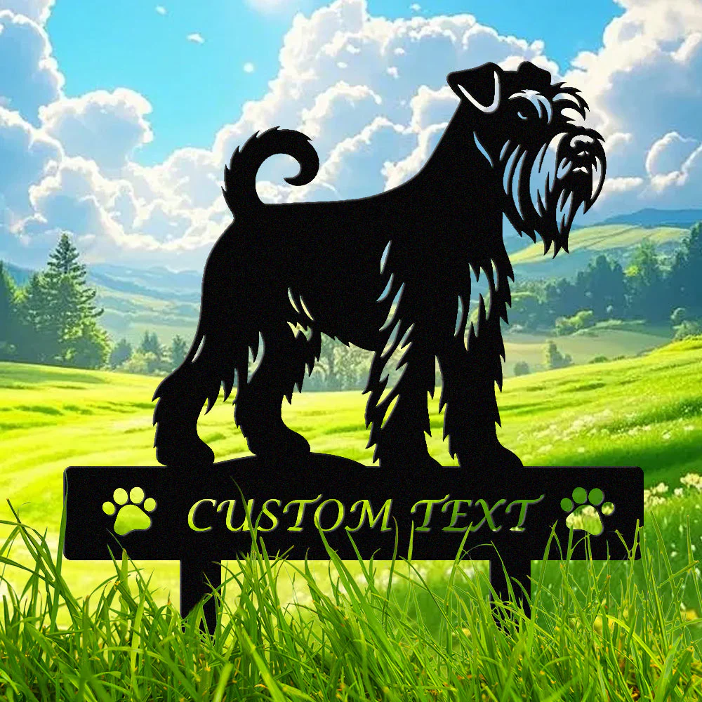 Schnauzer Standard Silhouette de Chien Personnalisée Piquet de Jardin en Métal