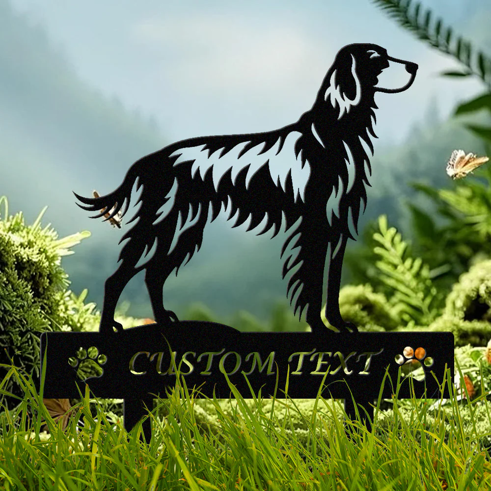 Setter Anglais Silhouette de Chien Personnalisée Piquet de Jardin en Métal