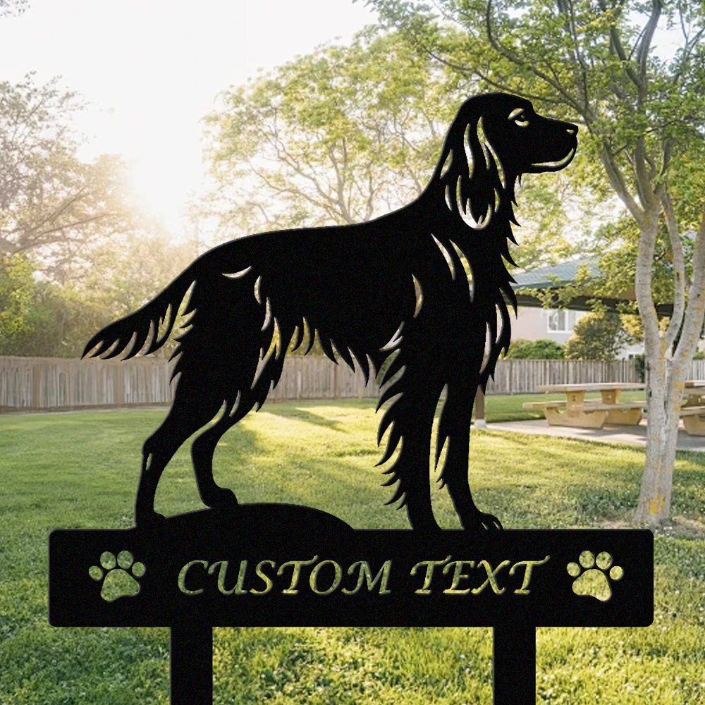 Setter Irlandais Silhouette de Chien Personnalisée Piquet de Jardin en Métal - Image 2