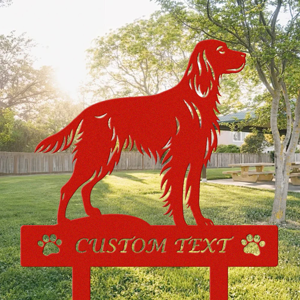 Setter Irlandais Silhouette de Chien Personnalisée Piquet de Jardin en Métal - Image 3