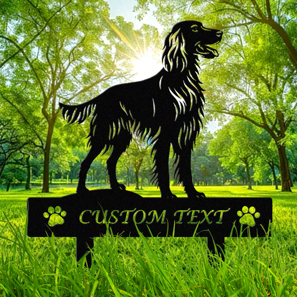 Setter Irlandais Silhouette de Chien Personnalisée Piquet de Jardin en Métal