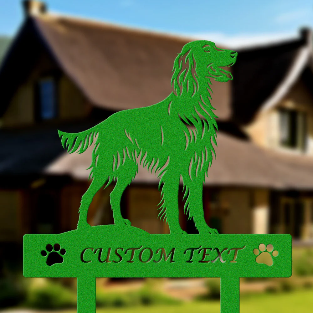 Setter Irlandais Silhouette de Chien Personnalisée Piquet de Jardin en Métal - Image 5
