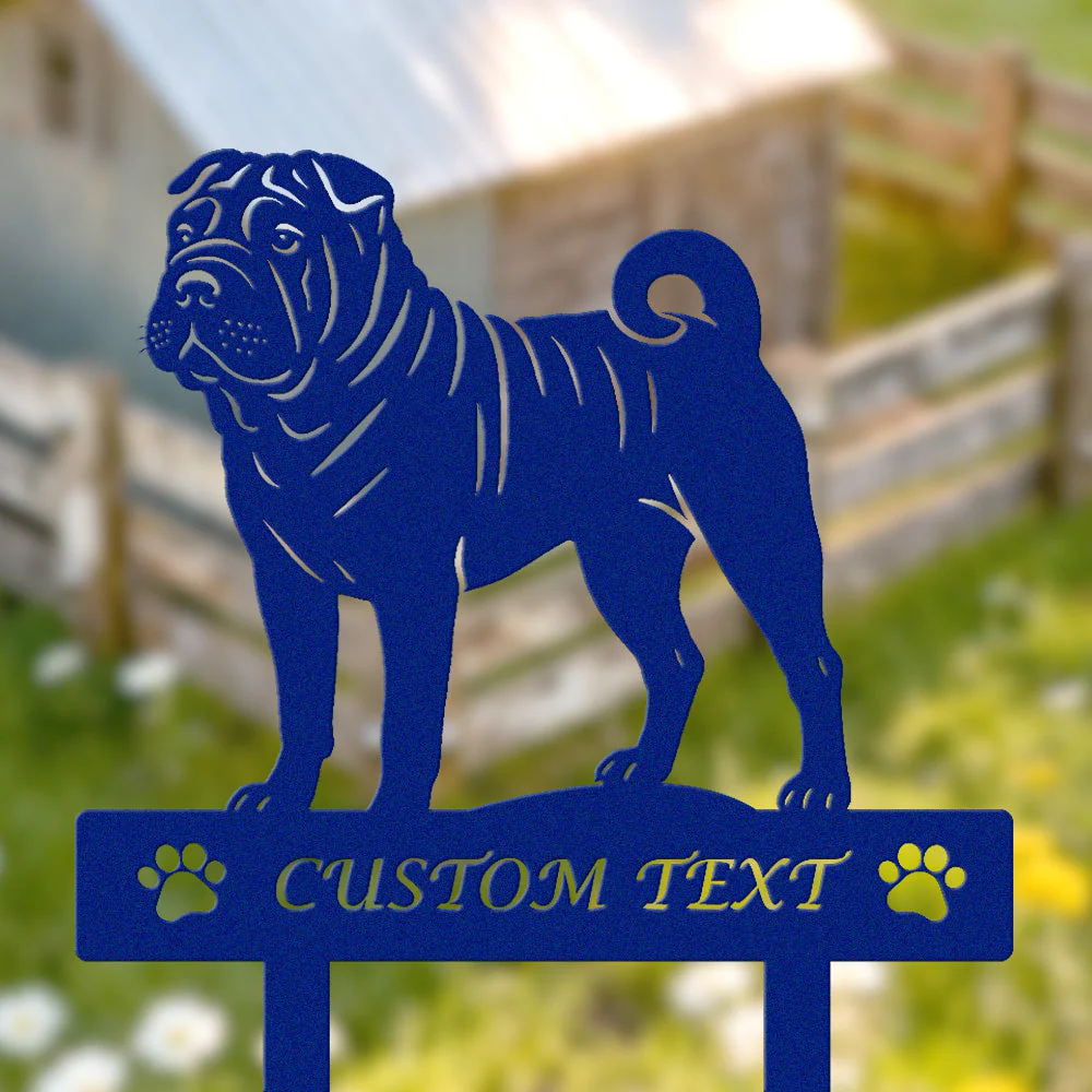 Shar-Peï Silhouette de Chien Personnalisée Piquet de Jardin en Métal - Image 6