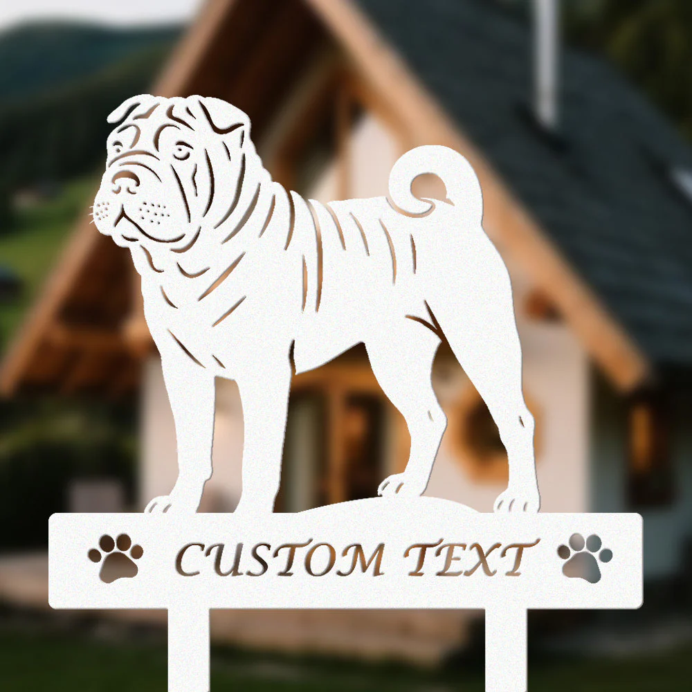 Shar-Peï Silhouette de Chien Personnalisée Piquet de Jardin en Métal - Image 8