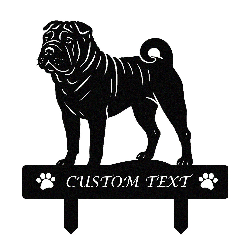 Shar-Peï Silhouette de Chien Personnalisée Piquet de Jardin en Métal - Image 9