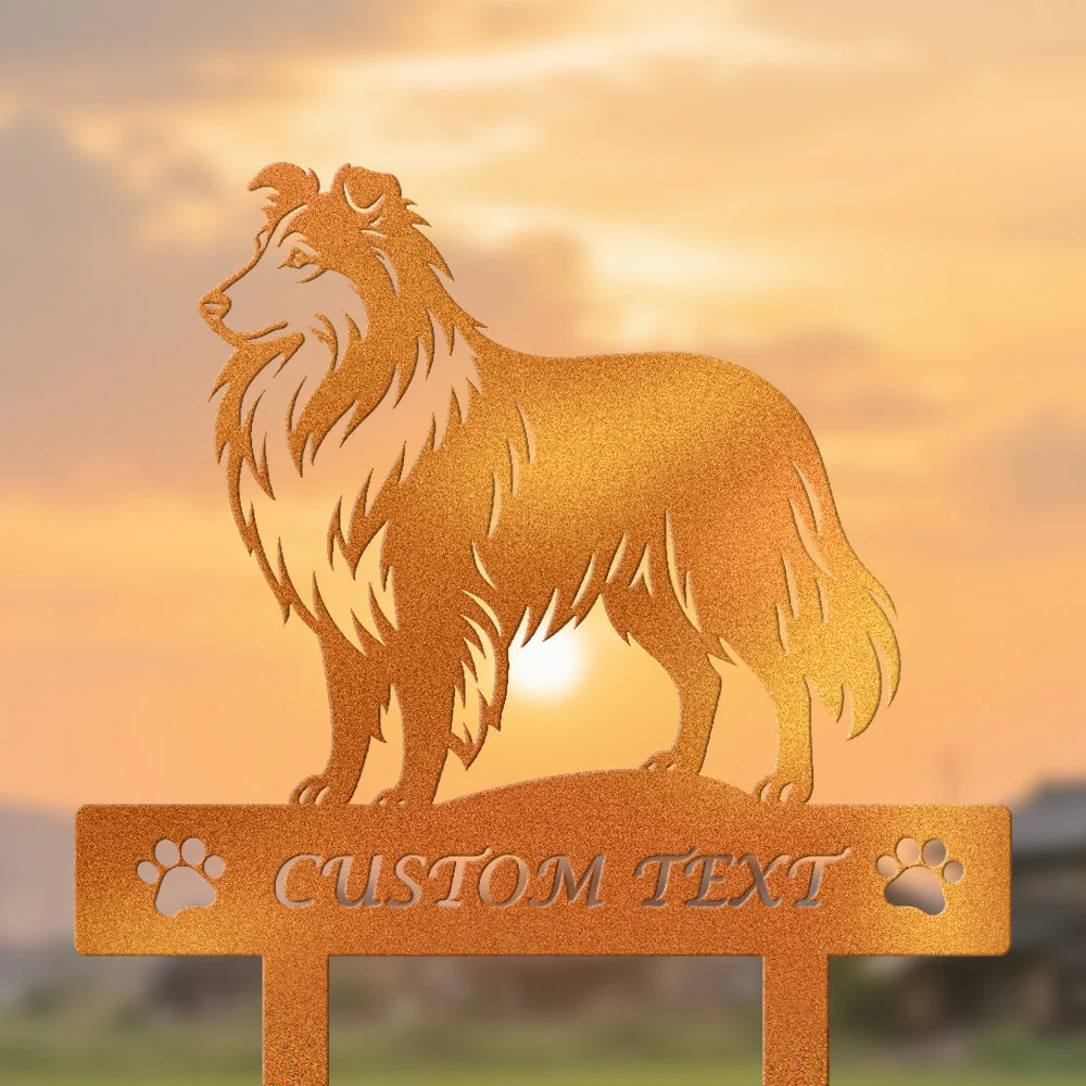 Shetland Sheepdog Silhouette de Chien Personnalisée Piquet de Jardin en Métal - Image 4