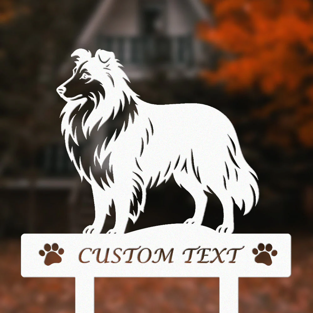 Shetland Sheepdog Silhouette de Chien Personnalisée Piquet de Jardin en Métal - Image 8