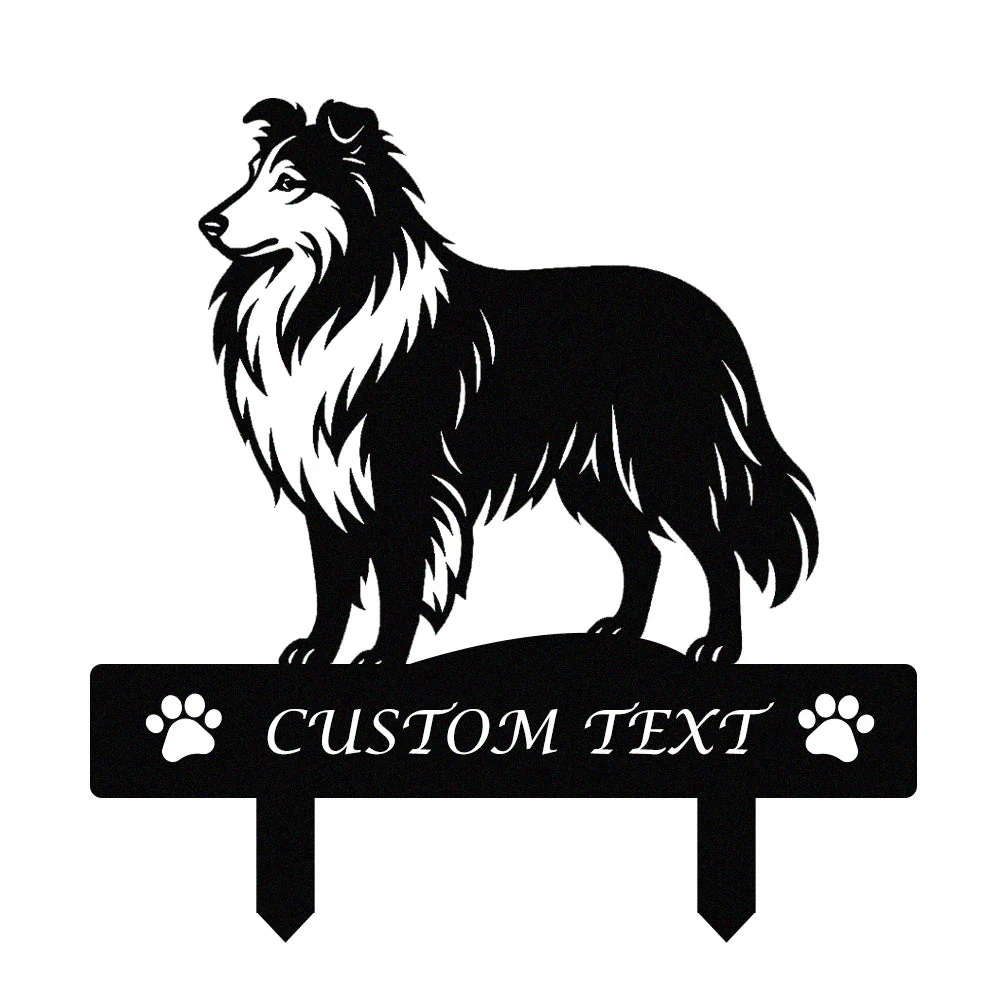 Shetland Sheepdog Silhouette de Chien Personnalisée Piquet de Jardin en Métal - Image 9