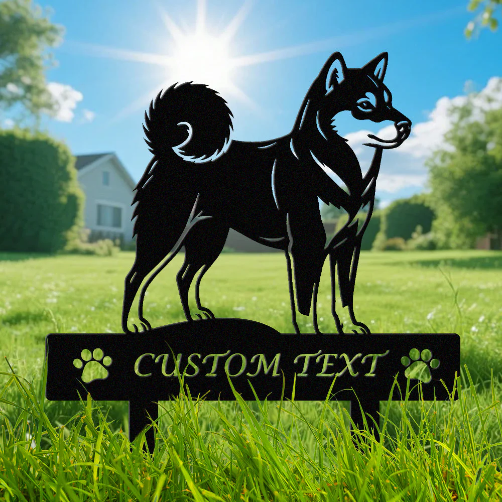 Shiba Inu Silhouette de Chien Personnalisée Piquet de Jardin en Métal