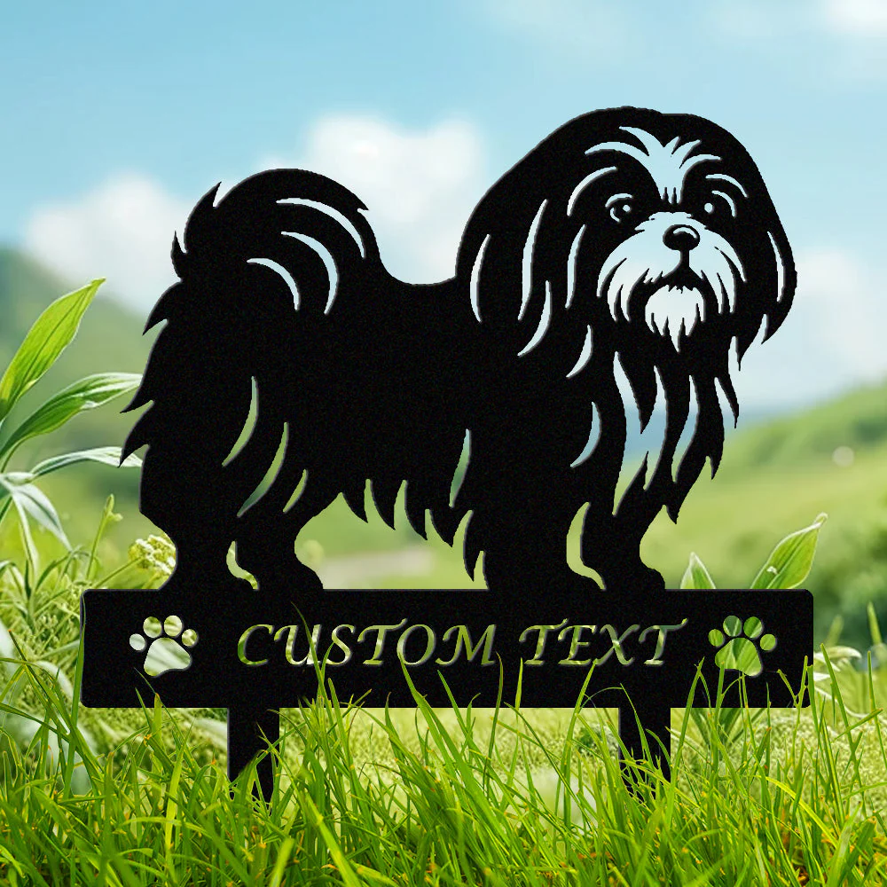 Shih Tzu Silhouette de Chien Personnalisée Piquet de Jardin en Métal
