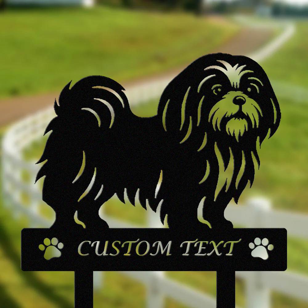 Shih Tzu Silhouette de Chien Personnalisée Piquet de Jardin en Métal - Image 2