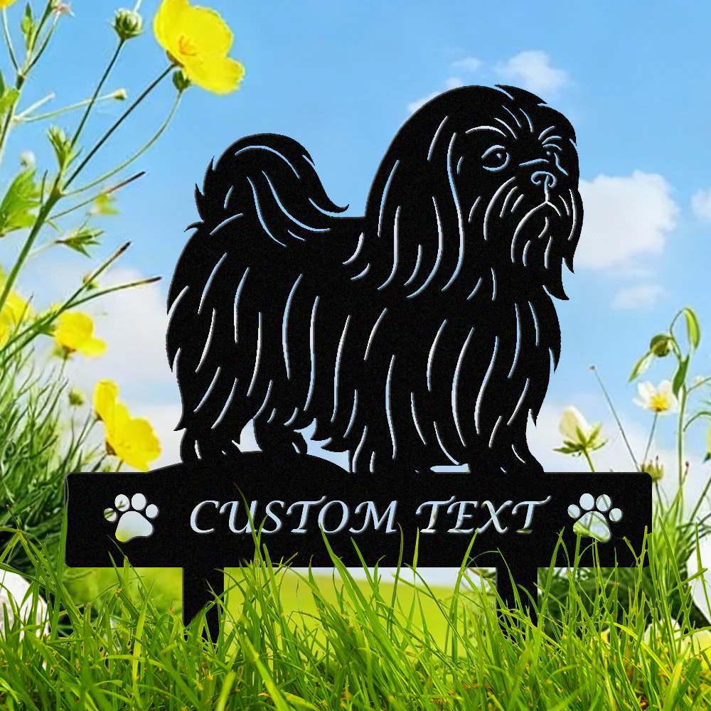 Shih Tzu Silhouette de Chien Personnalisée Piquet de Jardin en Métal