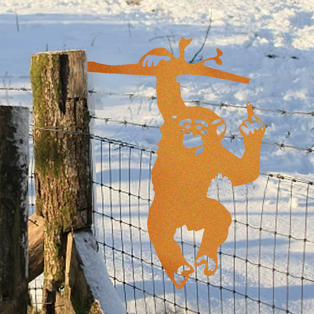 Singe Rigolo Montrant le Doigt Plaque Métallique – Décoration de Jardin Animale Espiègle - Image 3