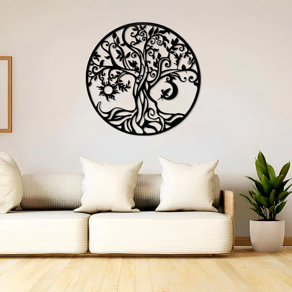 Soleil et Elfe Arbre de la Vie Art Mural en Métal - Image 5