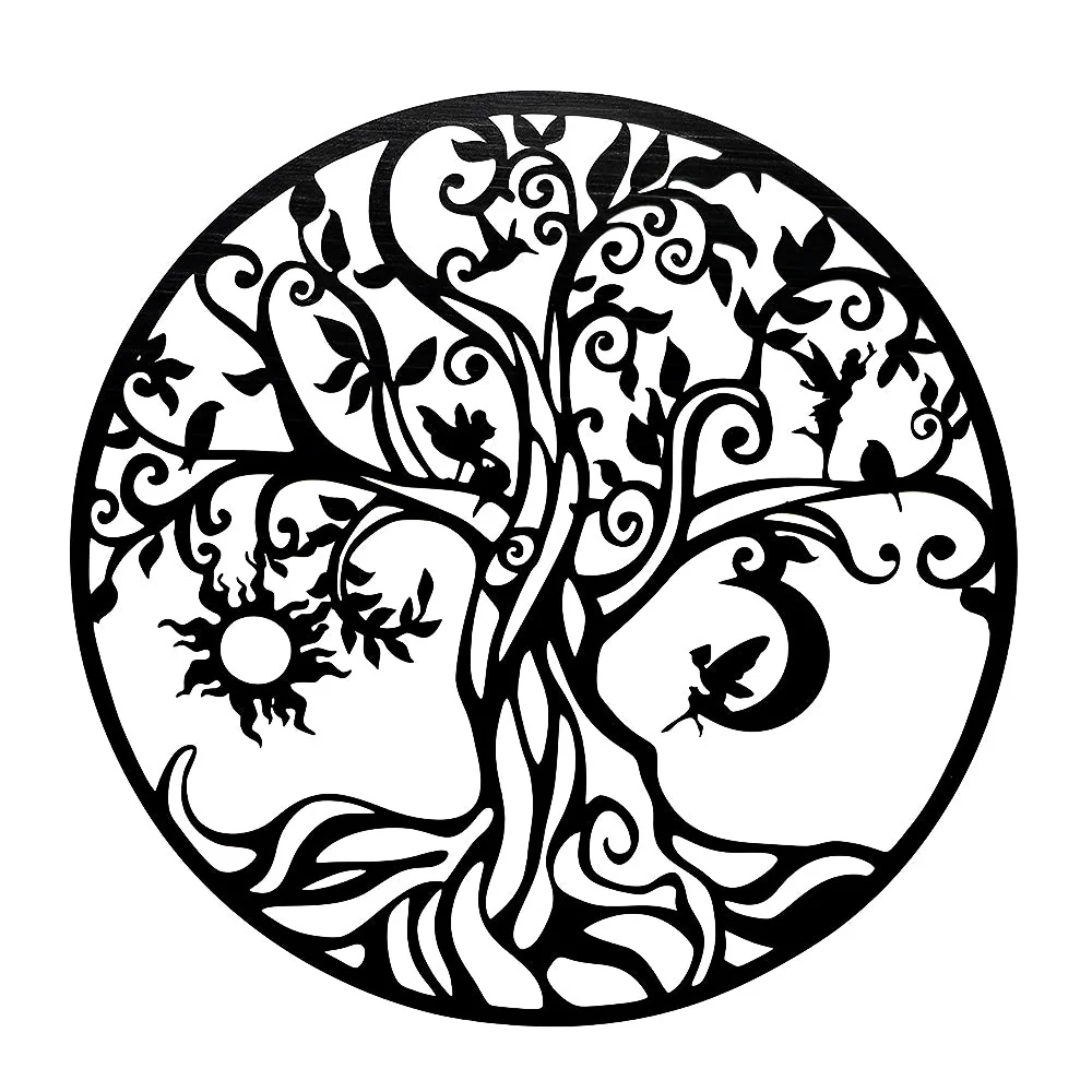 Soleil et Elfe Arbre de la Vie Art Mural en Métal - Image 6
