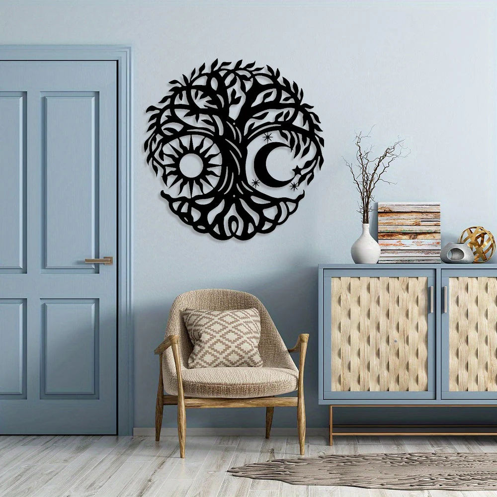 Soleil et Lune Arbre de la Vie Métal Décoratif Mural - Image 6