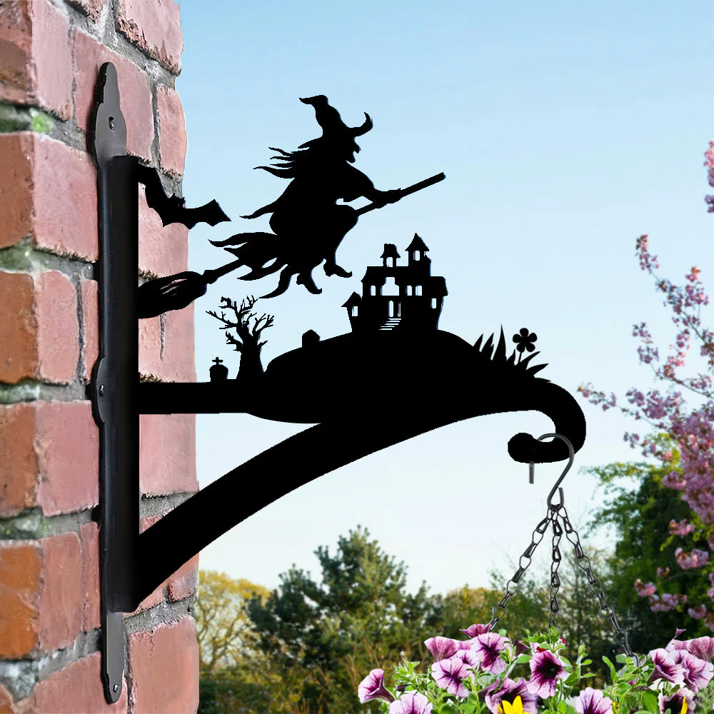 Sorcière et Château Hanté Support de Plantes à Suspendre Métallique