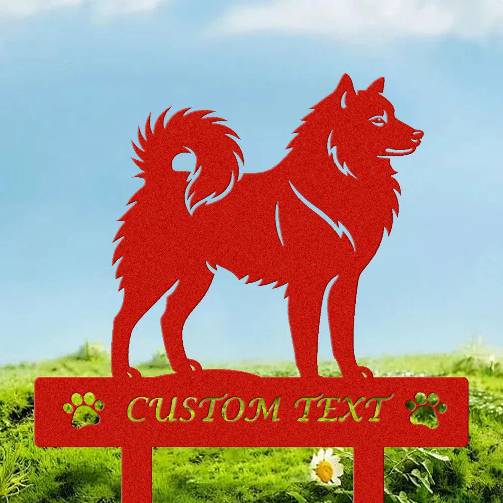 Spitz Finlandais Silhouette de Chien Personnalisée Piquet de Jardin en Métal - Image 3