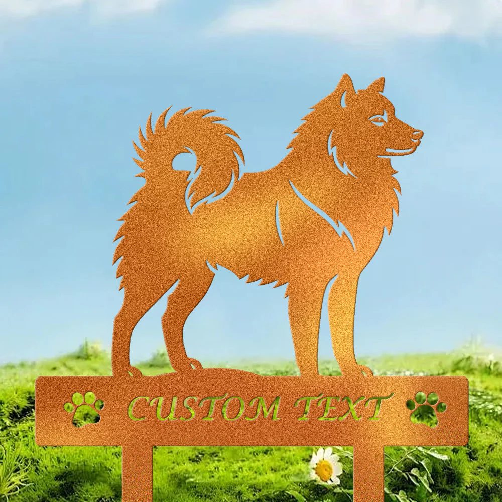 Spitz Finlandais Silhouette de Chien Personnalisée Piquet de Jardin en Métal - Image 4