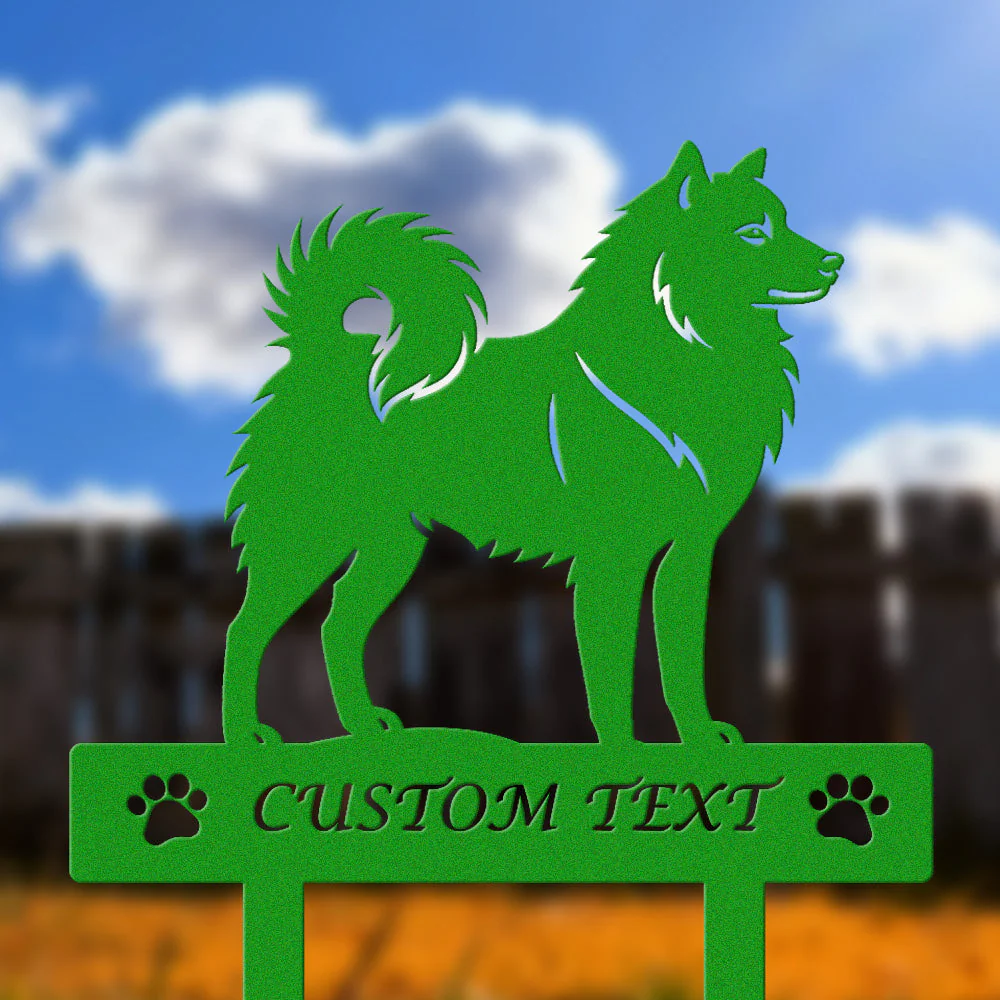 Spitz Finlandais Silhouette de Chien Personnalisée Piquet de Jardin en Métal - Image 5
