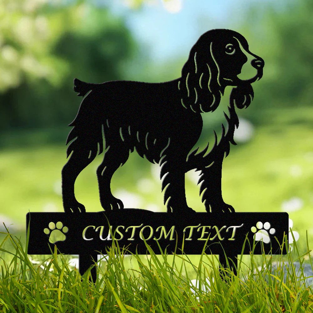 Springer Spaniel Anglais Silhouette de Chien Personnalisée Piquet de Jardin en Métal