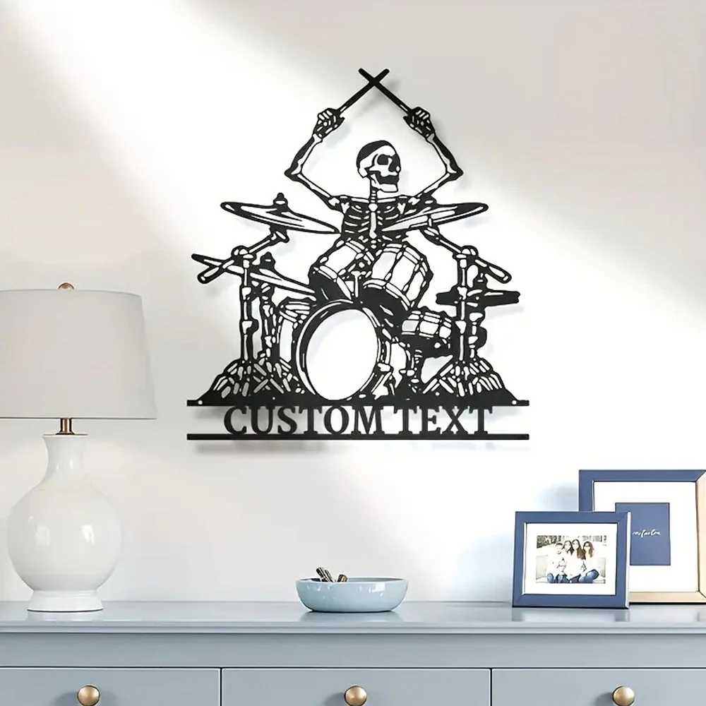 Squelette Batteur Personnalisé Plaque en Métal Décoratif Mural - Image 4