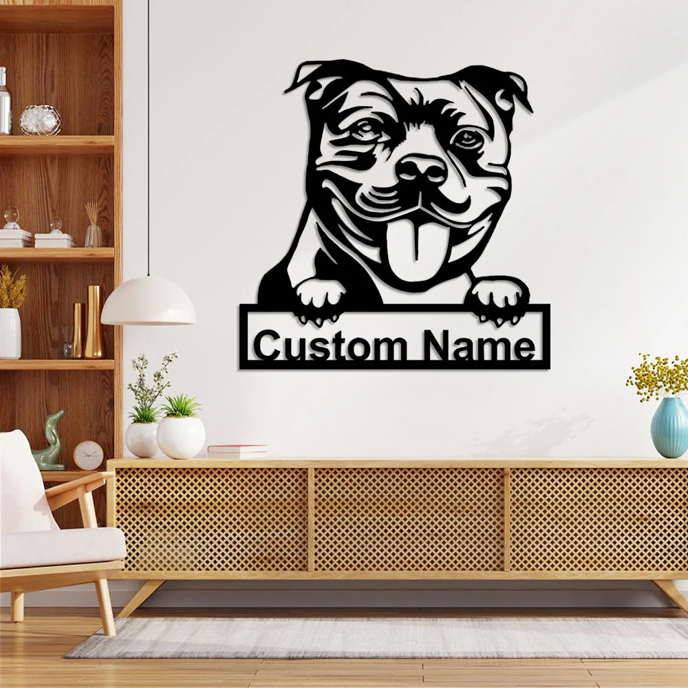 Staffordshire Bull Terrier Plaque en Métal Art Personnalisée