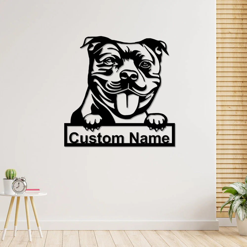 Staffordshire Bull Terrier Plaque en Métal Art Personnalisée - Image 4