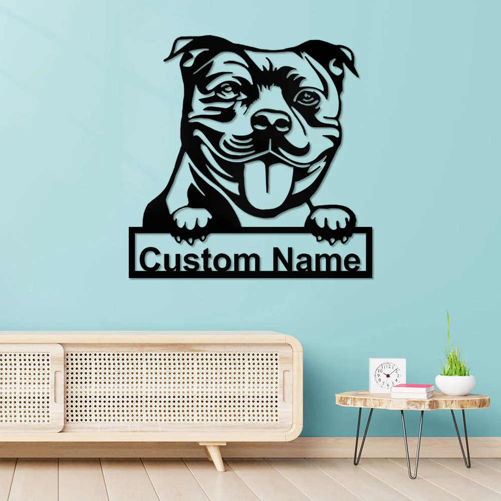 Staffordshire Bull Terrier Plaque en Métal Art Personnalisée - Image 6