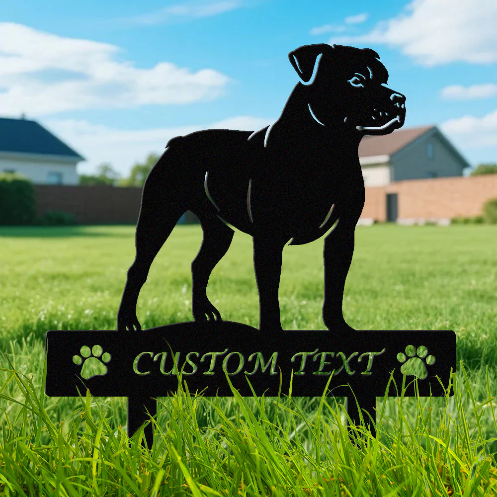 Staffordshire Bull Terrier Silhouette de Chien Personnalisée Piquet de Jardin en Métal