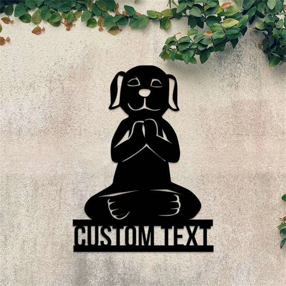 Statue de Chien Bouddha Personnalisée Plaque en Métal Namaste pour Studio de Yoga