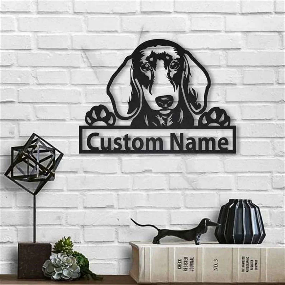 Teckel Art Mural en Métal Plaque de Métal Personnalisée pour Amoureux des Chiens