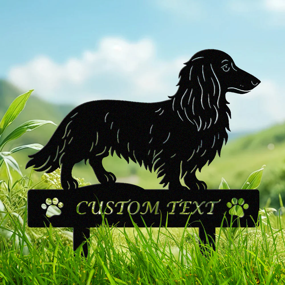 Teckel Silhouette de Chien Personnalisée Piquet de Jardin en Métal