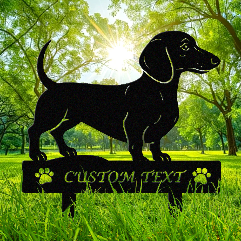 Teckel Silhouette de Chien Personnalisée Piquet de Jardin en Métal