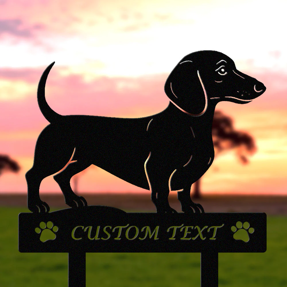 Teckel Silhouette de Chien Personnalisée Piquet de Jardin en Métal - Image 2