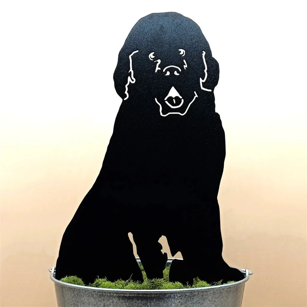 Terre-Neuve Silhouette de Chien en Métal Noir - Image 3