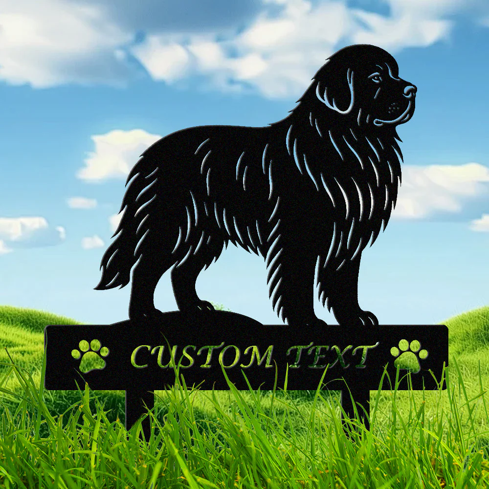 Terre-Neuve Silhouette de Chien Personnalisée Piquet de Jardin en Métal