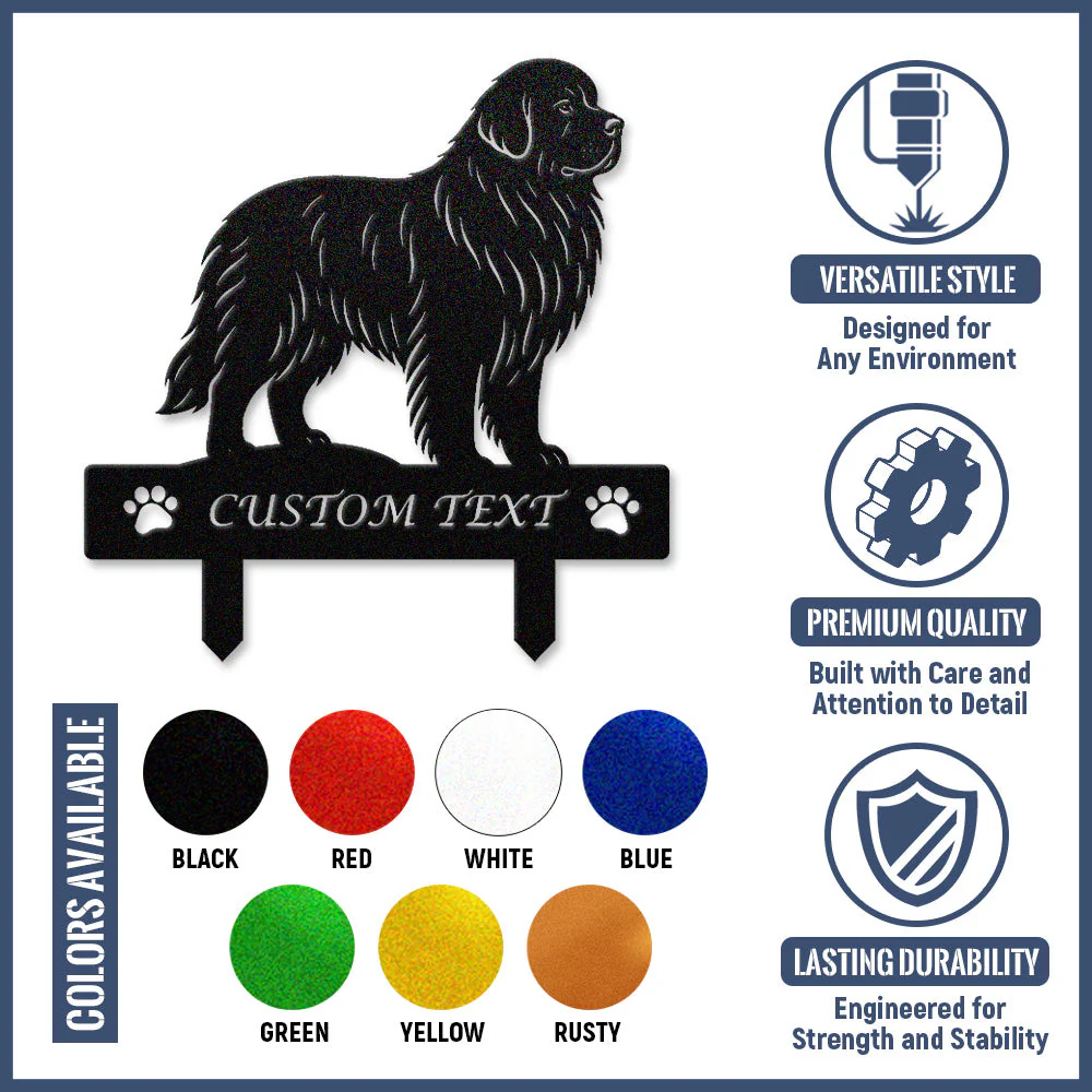 Terre-Neuve Silhouette de Chien Personnalisée Piquet de Jardin en Métal - Image 10