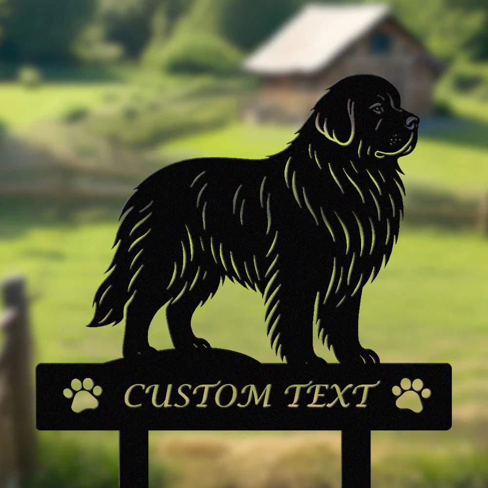 Terre-Neuve Silhouette de Chien Personnalisée Piquet de Jardin en Métal - Image 2