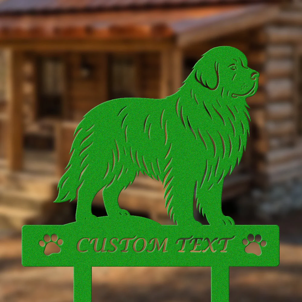 Terre-Neuve Silhouette de Chien Personnalisée Piquet de Jardin en Métal - Image 5