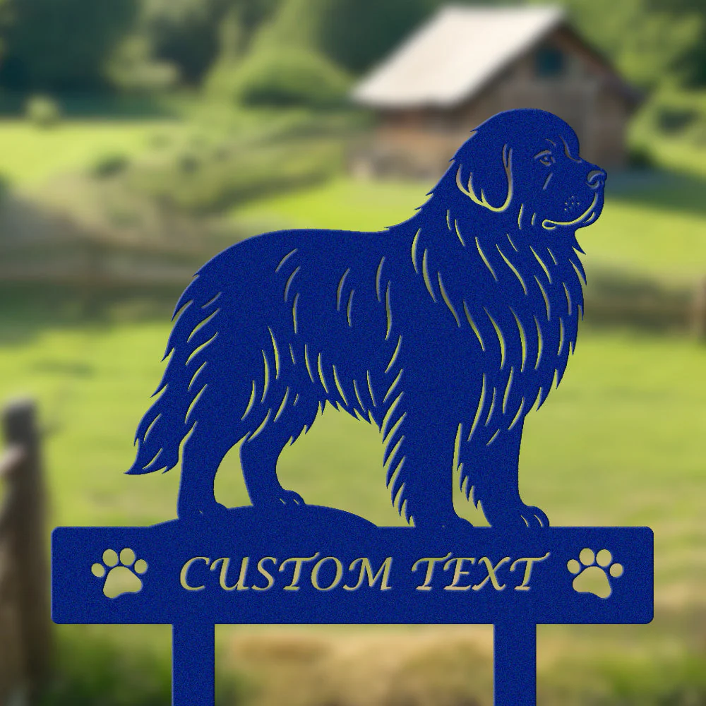 Terre-Neuve Silhouette de Chien Personnalisée Piquet de Jardin en Métal - Image 6