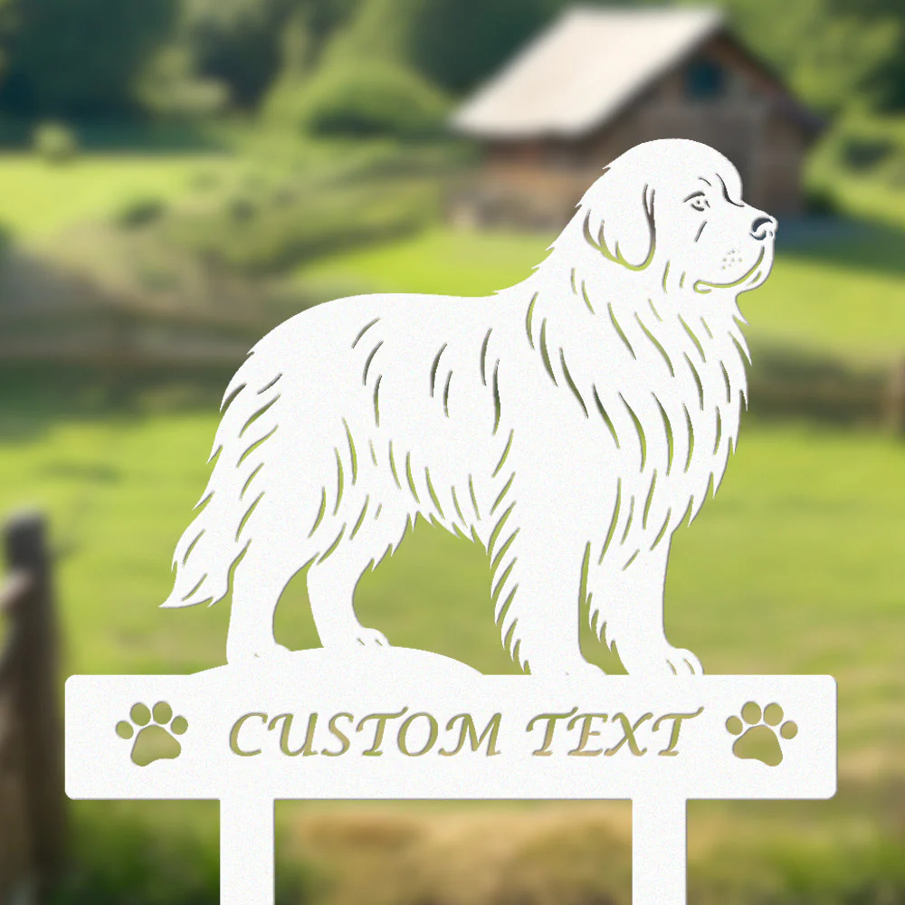 Terre-Neuve Silhouette de Chien Personnalisée Piquet de Jardin en Métal - Image 8