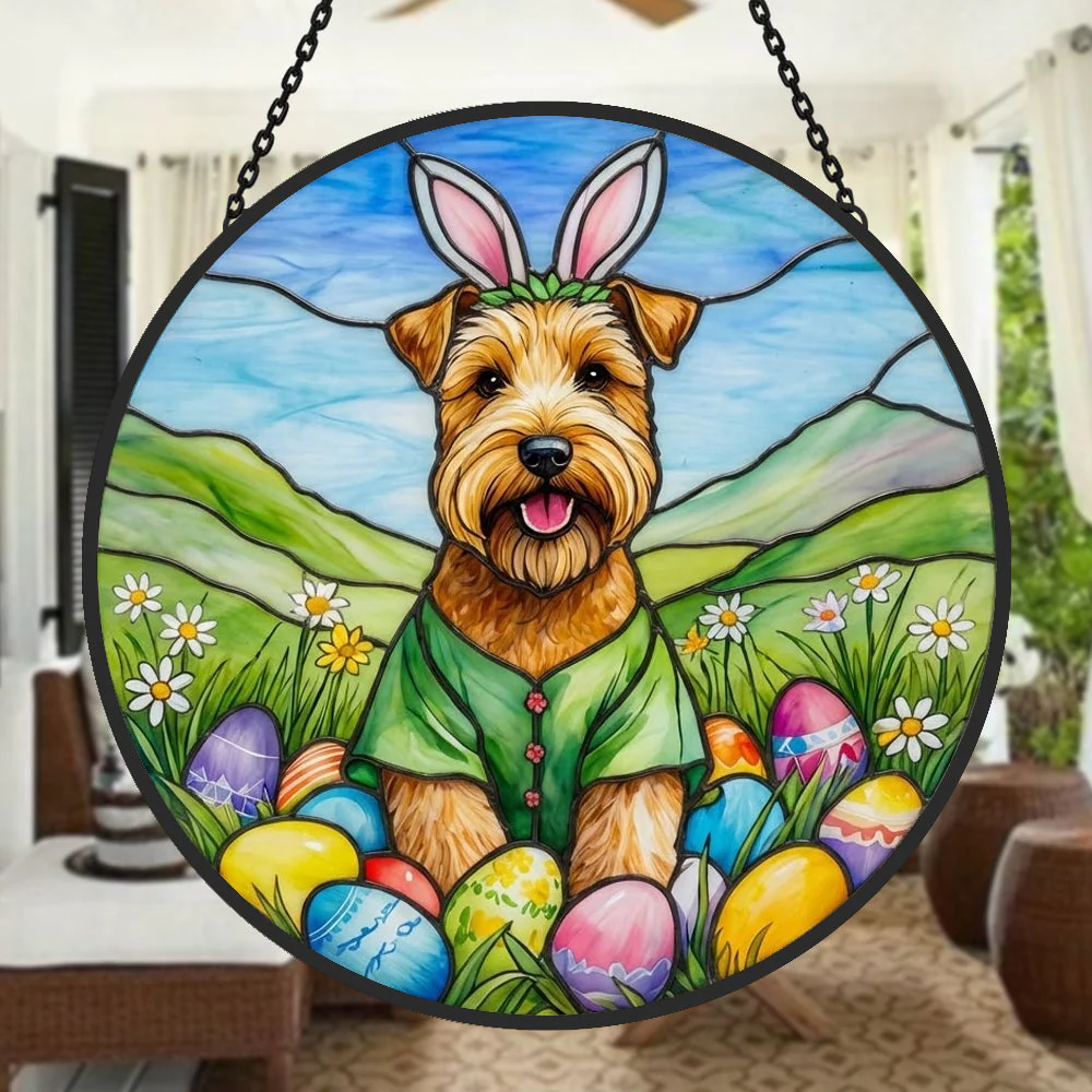 Terrier Irlandais Ă Poil Doux Attrape-Soleil en Vitrail - DĂ©coration Suspendue pour FenĂȘtre - Image 2