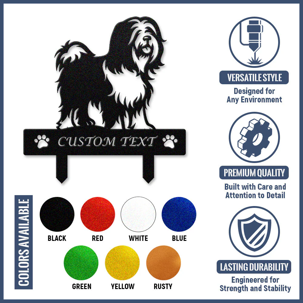 Terrier Tibétain Silhouette de Chien Personnalisée Piquet de Jardin en Métal - Image 10