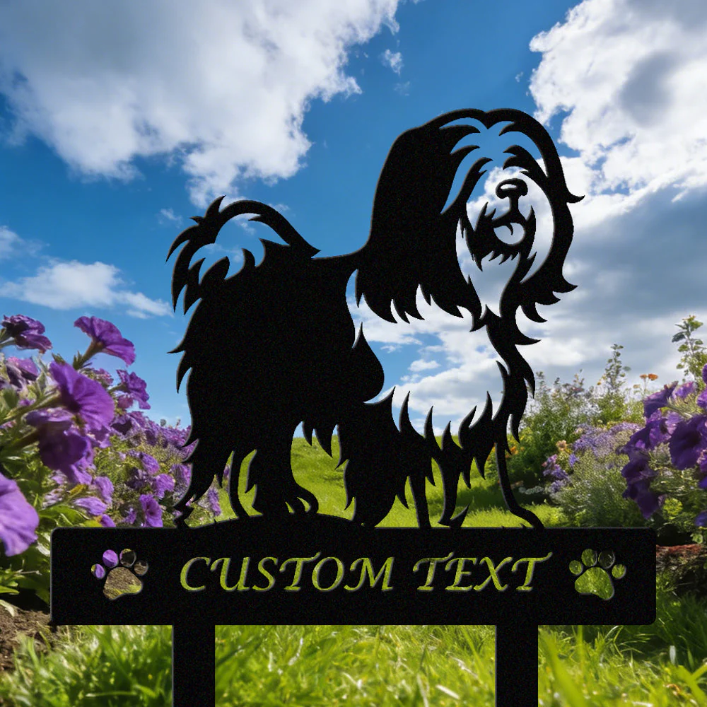 Terrier Tibétain Silhouette de Chien Personnalisée Piquet de Jardin en Métal - Image 2