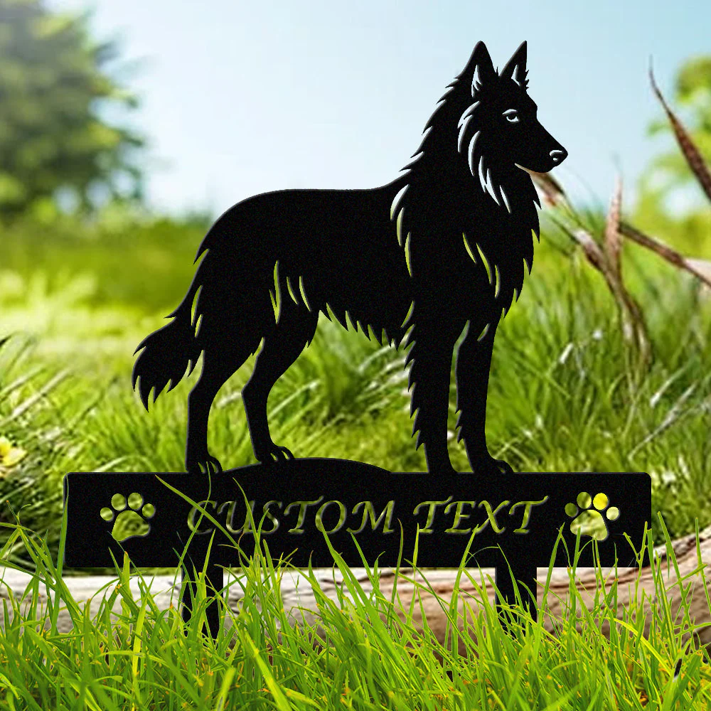 Tervueren Silhouette de Chien Personnalisée Piquet de Jardin en Métal