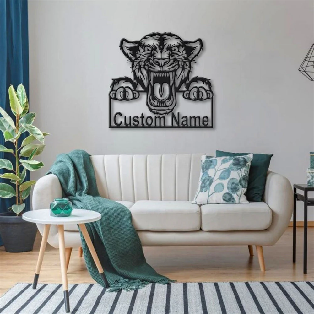 Tigre Art en Métal Plaque de Nom en Métal Personnalisée