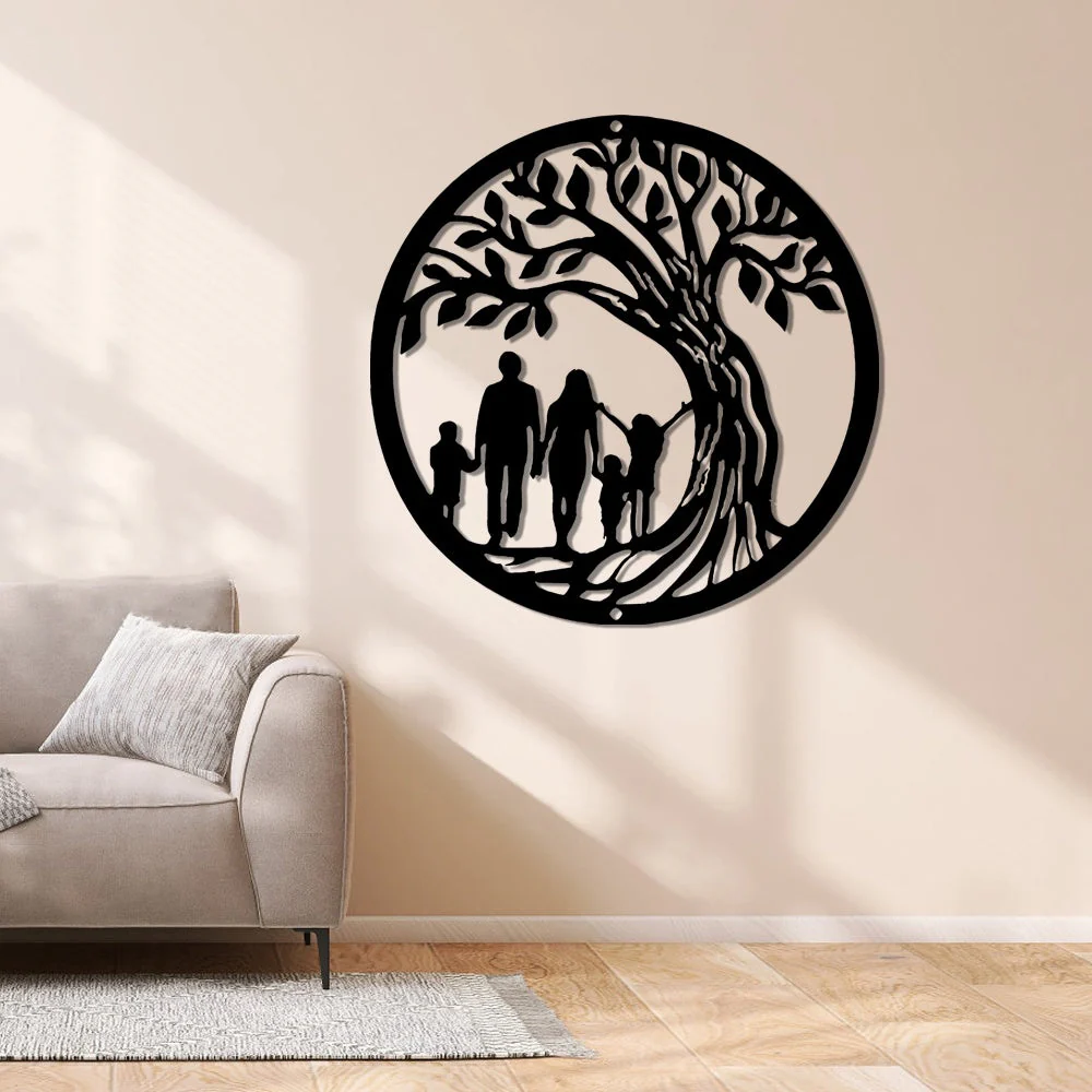Une Famille Sous l'Arbre de la Vie Métal Décoratif Mural - Image 5