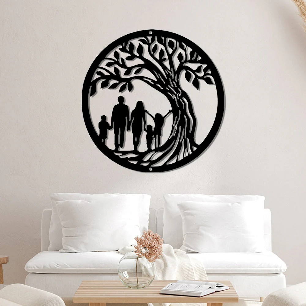 Une Famille Sous l'Arbre de la Vie Métal Décoratif Mural - Image 7